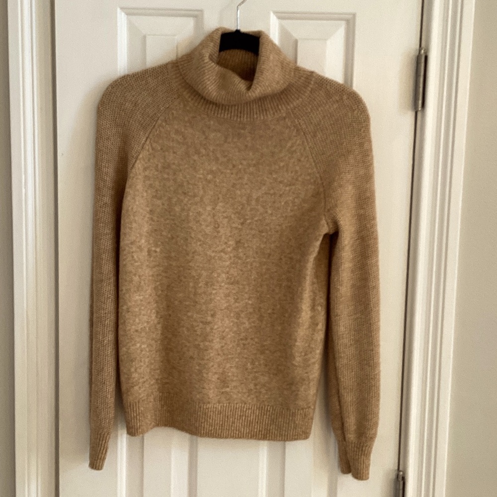 LOFT Tan & Gold Turtleneck Sweater